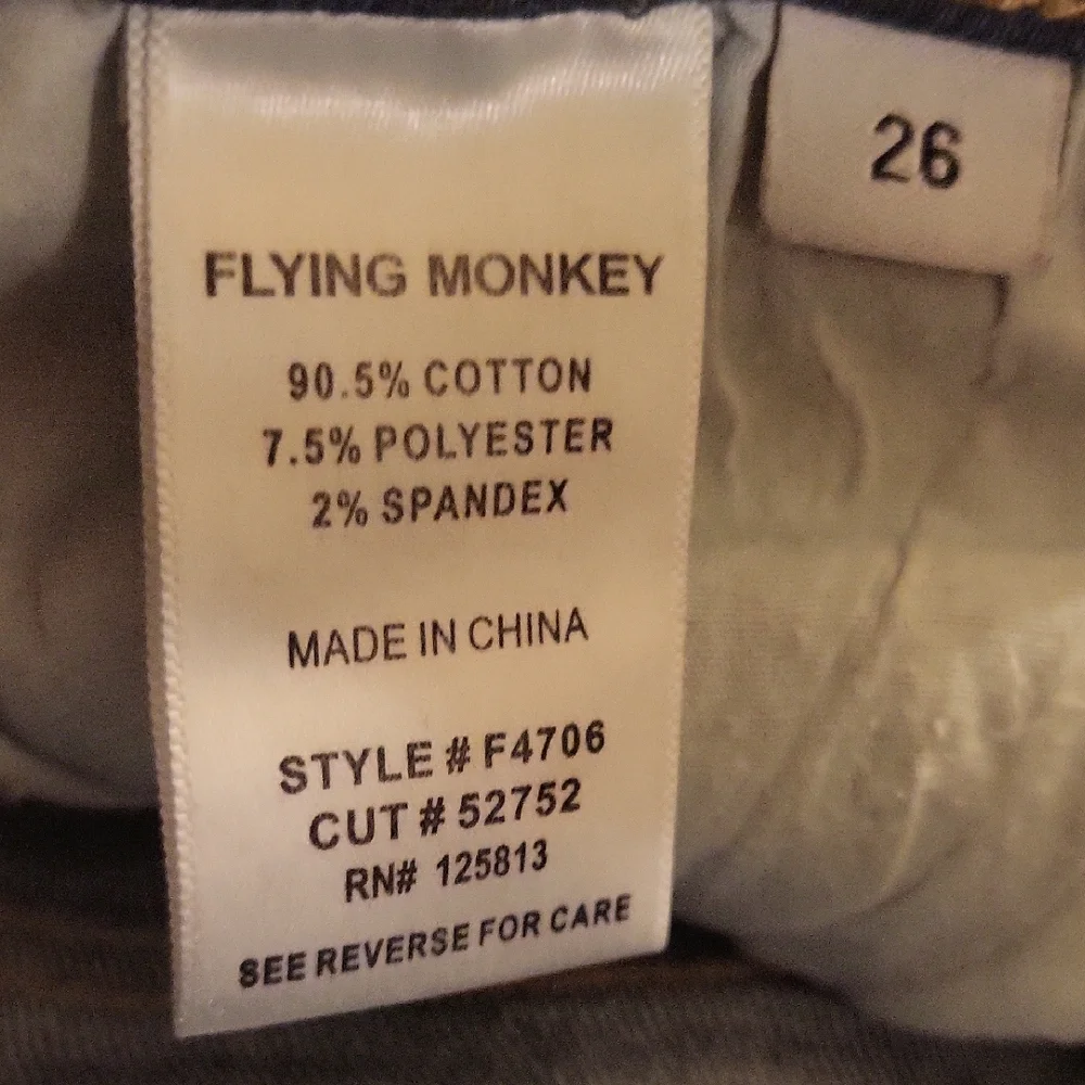 Flying Monkey Blue Ankle Cropped Distressed Jeans